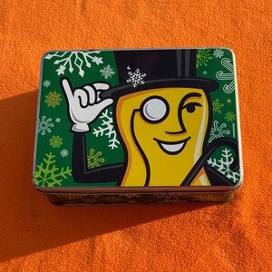 Green and Yellow Decorative Tin Storage Box - Unbranded